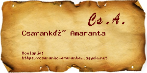 Csarankó Amaranta névjegykártya